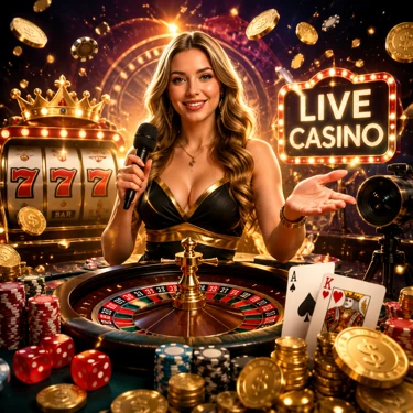 Mesa de cassino ao vivo com dealer e cartas dispostas sobre feltro verde