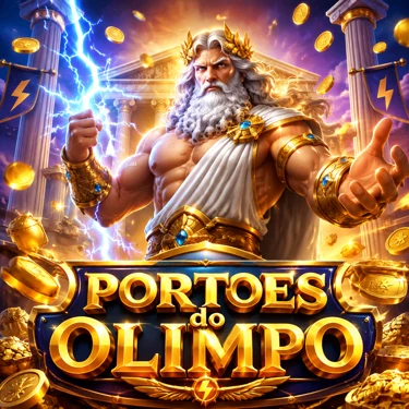 Capa do jogo Gates of Olympus com tema de deuses gregos e gemas coloridas